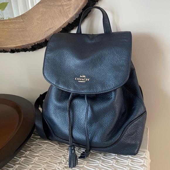 Coach Elle Backpack Metallic Midnight Blue - Picture 1 of 9